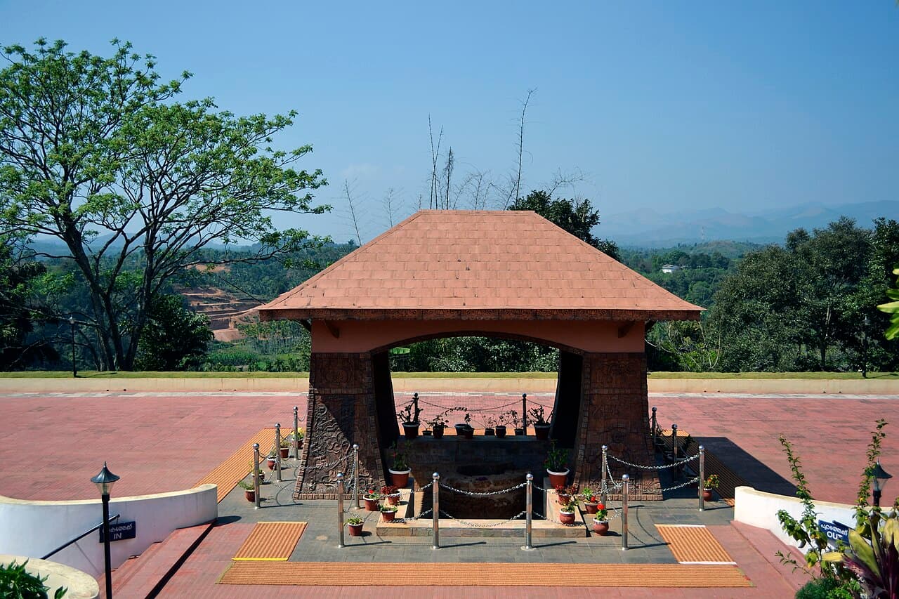 Pazhassi Raja memorial pavilion overlooking the Wayanad hills